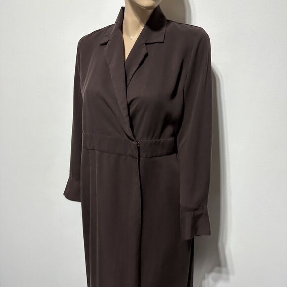 Soft Surroundings Quintessa Maxi Wrap Dress Pockets Size M Brown Long Sleeve - Picture 2 of 12